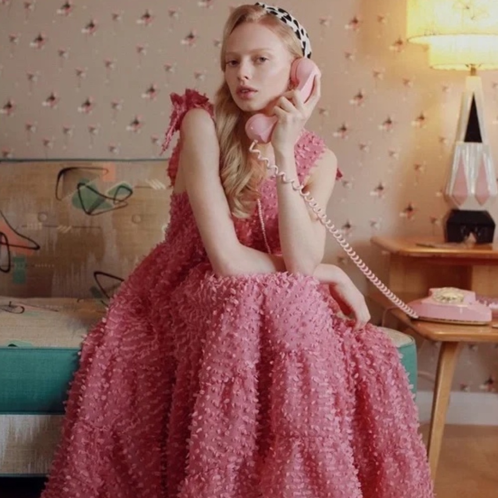 Bando Sister Jane Likely Lady Pink Babydoll Midi Dress Size Small